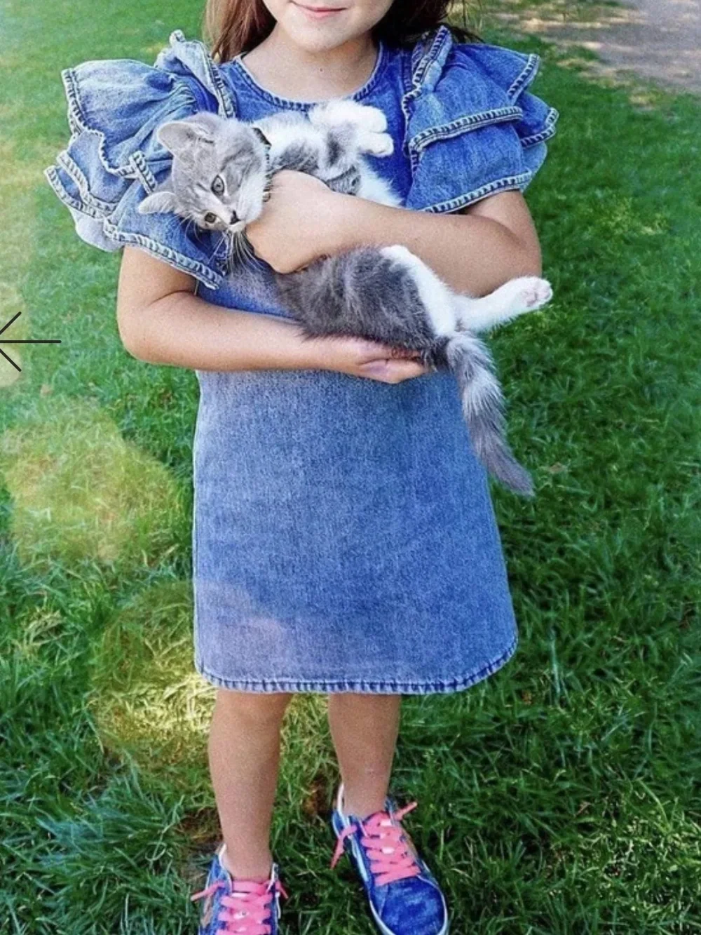 Lola + The Boys DENIM RUFFLE DRESS
